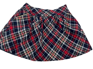 Gymboree Navy Blue Red & Gold Plaid Flare Holiday Skirt Girls Size 7 - Picture 1 of 8