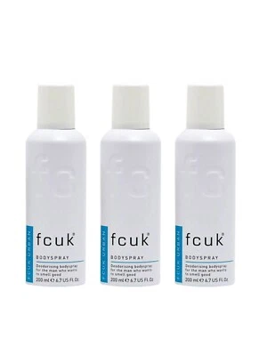 FRENCH CONNECTION Fcuk Mens Body Spray Urban Deodorant Man Spray 3x200ml