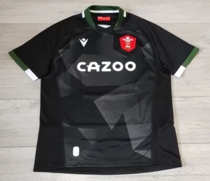Maglia Galles Rugby Union Away 2021/2022 - Macron Large L Jersey Nero Top A1H - Foto 1 di 10