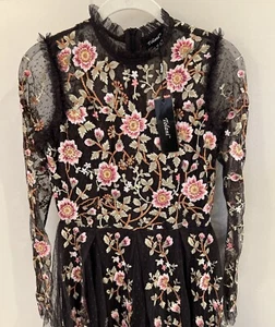 NWT Sundance Catalog Mesh Floral Embroidered “Winterland Blooms Dress” M $248 - Picture 1 of 5