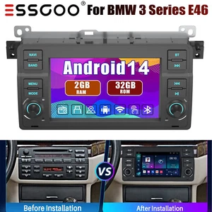 7" Android14 Carplay For BMW 3-series E46 1998-2006 Car Stereo Radio WiFi GPS BT - Picture 1 of 14