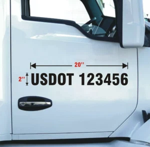 2x USDOT Números de Vinilo Pegatinas Personalizadas Calcomanías Camión Semi US DOT Letras - Imagen 1 de 3