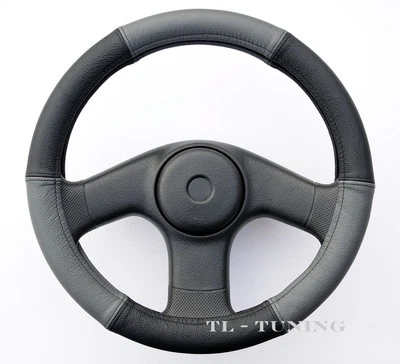 Lenkradbezug, Lenkradschoner, Lenkradhülle Grau-Schwarz LEDER  Ø 39 - 41  Neu - Bild 1 von 4
