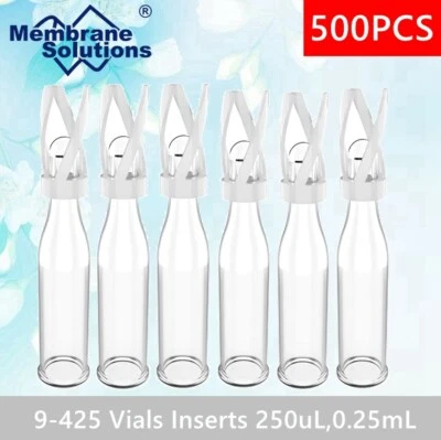 500*250µL Glass Vial Inserts w/Plastic Spring,Autosampler Inserts for2mL HPLC/GC - Image 1 of 4
