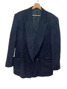 Chaqueta Blazer Giorgio Armani Le Collezioni Azul Marino Lana a Rayas Doble Pecho - Imagen 1 de 7