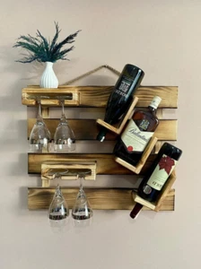 Wandmontage Weinglasständer Home Bar Restaurants Dekor Handarbeit Holz Akzent - Bild 1 von 4