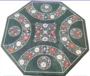 4' green marble table top coffee dining center inlay home decor flower handmade - Picture 1 of 5
