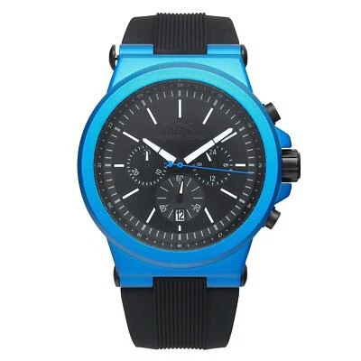 Reloj para hombre Michael Kors Dylan azul acero esfera negra correa de goma MK8761 Foto 1 de 4
