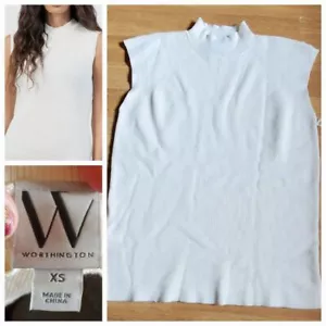 Worthington Mock Neck Sleeveless Top Women's Size Xs Ivory NEW $32 Athleisure - Picture 1 of 10
