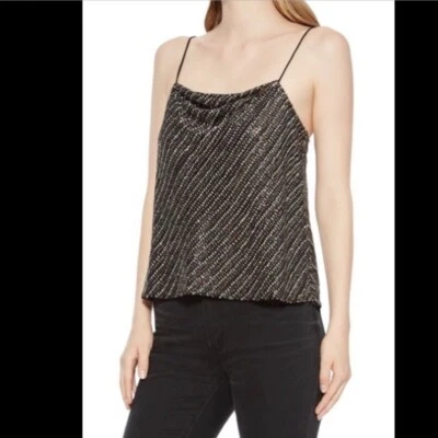 Camiseta sin mangas Parker MEDIANA Night Out plateada negra con cuentas lentejuelas correa delgada Foto 1 de 4