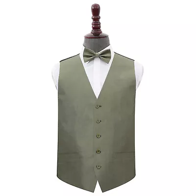 Set Cravatte Da Uomo Verde Salvia Smoking Matrimonio Semplice Shantung Di DQT • 25.19€