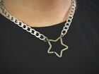 Pentagram Pendant Collar Choker Baphomet Necklace Curb Link Metal 20" Clasped