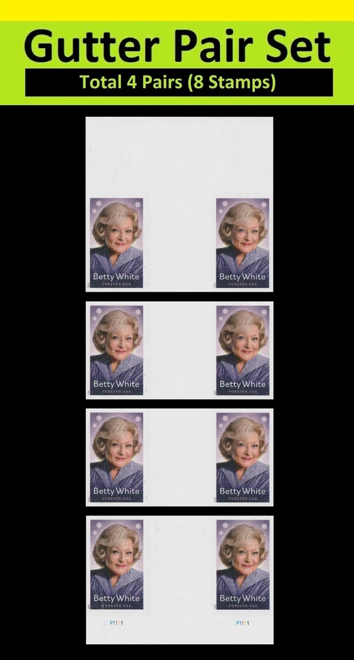 US 5976a Betty White imperf NDC vert gutter pair set 4x2 MNH 2025 - Image 1 of 1