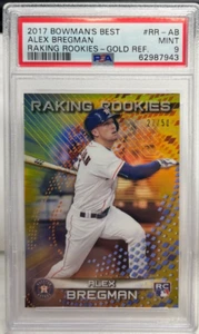 Alex Bregman 2017 Bowman's Best Raking Rookie Gold Refractor RC /50 - PSA 9 MINT - Picture 1 of 2