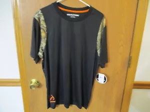 New W/Tags RealTree Short Sleeve Shirt,Black W/Camo Trim,Sz XLg,100% Polyester - Picture 1 of 10