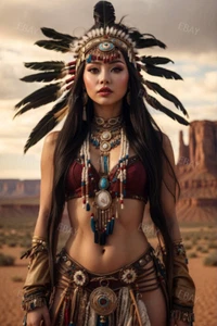 Native American Girl Model Photo Risque 4x6 Art Print A8504 - Picture 1 of 1