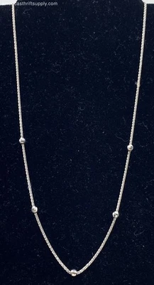 Brillante Collar Palomitas Oro Blanco 14K 18" 3.34g Foto 1 de 4