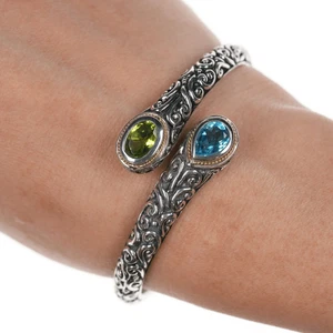 6,625" Effy Sterling/18k Topas/Periode Klemme Armreif Armband - Bild 1 von 10