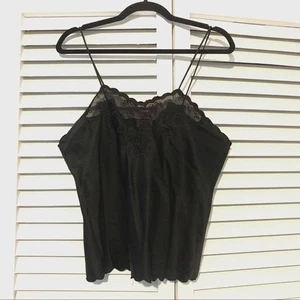Lencería negra vintage Sara Beth Lord and Taylor cami top dobladillo mediano vieira - Imagen 1 de 9