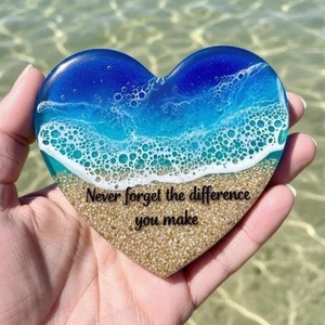 Cuore tascabile oceanico, mini simpatico cuore tascabile da spiaggia in resina fatto a mano B0C3 - Foto 1 di 20