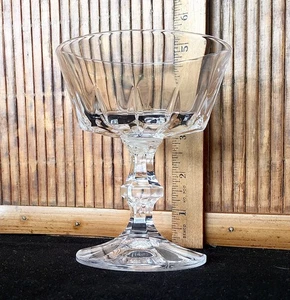 Set of 3 Crystal Champagne Coupe or Sherbet w Faceted Stem/ 4 3/4" Tall 4" Wide - Picture 1 of 5