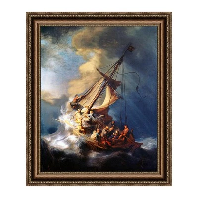 Arte enmarcado La tormenta en el mar de Galilea por Rembrandt Harmenszoon 26"x32" Foto 1 de 4