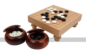 9 x 9 Go Table Set with 8mm stones and Dark Bowls (UK) - Picture 1 of 4