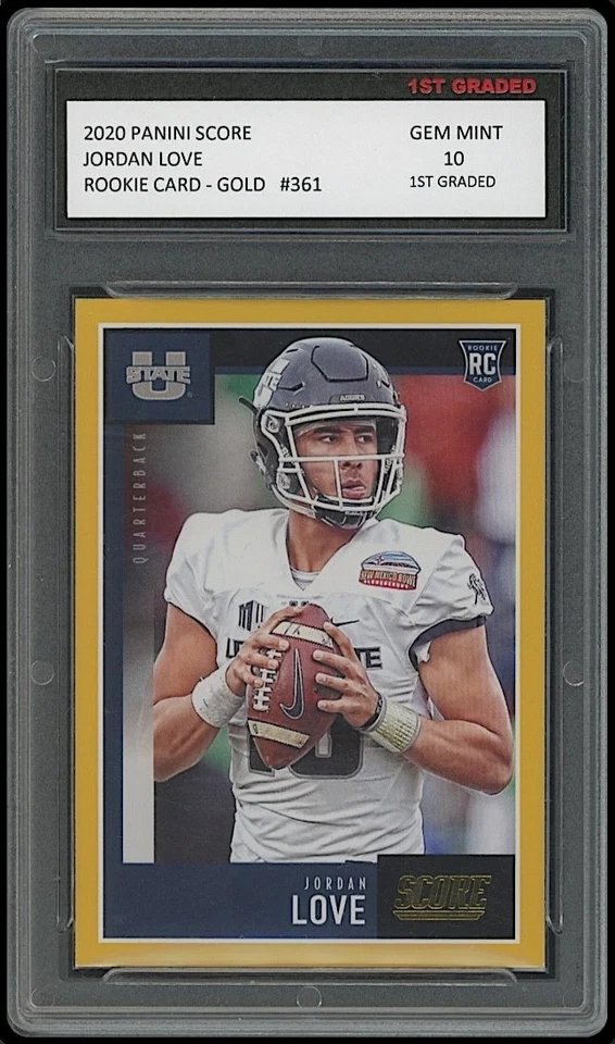 Jordan Love 2020 Panini Score Gold Rookie Card Green Bay Packers 1st Graded 10 - Image 1 of 1