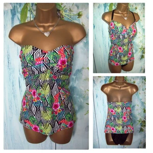 LADIES F&F TANKINI BIKINI SET SIZE 16, Tropical floral Set Bandeau halter neck - Picture 1 of 10