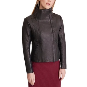 Blanc Noir Womens Black Solid Heavy Warm Motorcycle Jacket Coat XS BHFO 6165 - Picture 1 of 2