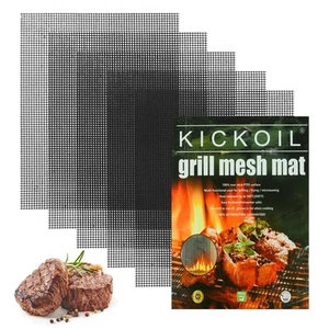 Grill Mesh Mat Set 5 Barbecue Grill Accessories Reusable Non-Stick Grill Mat ... - Picture 1 of 7
