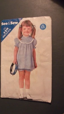 JUEGO DE BRAGAS DE VESTIR VINTAGE PATRÓN DE COSTURA BUTTERICK 159 TALLA 1-2-3 NIÑAS Foto 1 de 2