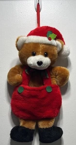 Plüsch Weihnachtsbär Türklinke Aufhänger mit Taschen vorne & hinten halten Zuckerstangen - Bild 1 von 3