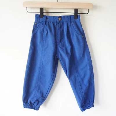 Pantalones de parche de fútbol americano universitario de sarga eléctricos vintage para niños de los 90 azules talla 2T Foto 1 de 4