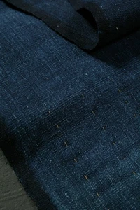 Japanese Fabric Cotton Vintage Kimono Antique Indigo Blue RANRU 72.8"/KID95/160 - Picture 1 of 10
