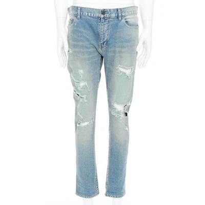 SAINT LAURENT D02 M/SK UW Cras Distressed blue ripped jeans 33" - Image 1 of 4