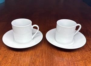 Set of 2x I. GODINGER & CO. Coffee/Espresso Cups & Saucers - White China - Picture 1 of 6