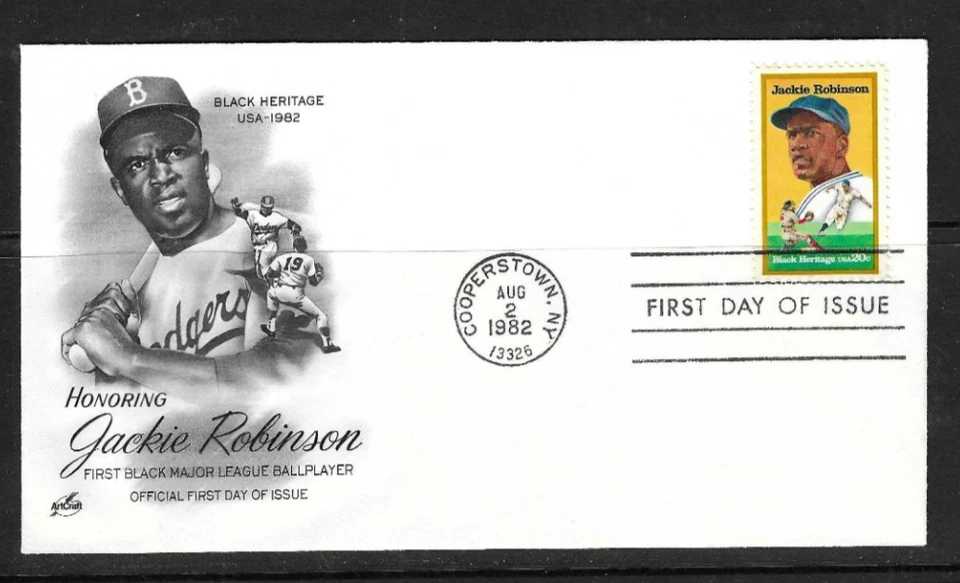 USA SC # 2016 Jackie Robinson FDC. Artcraft Cachet - Image 1 of 1