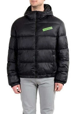 Versace Men's Black Logo Full Zip Hooded Parka Jacket sz S M L XL 2XL - Image 1 of 4