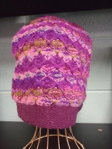 Gorro de lana tejido a mano revestimiento de lana rosa hecho en Nepal - Imagen 1 de 1
