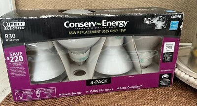 Feit R30 Reflector Conserv Energy 65W Replacement Light Bulbs 4-Pack #440076 New - Image 1 of 4