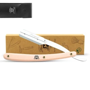 Robustes Halsrasiermesser, Shavette, Kunststoffgriff, Barber Straight Razor, rosa - Bild 1 von 8