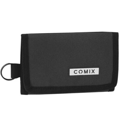 PORTAFOGLIO CON CHIUSURA A VELCRO CON ZIP PORTAMONETE MONOCOLORE COMIX  NERO - Immagine 1 di 3