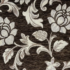 Luxurious Chenille Floral Fabric for Upholstery 54" Wide Sold by the Metre Cedar - Picture 1 of 3
