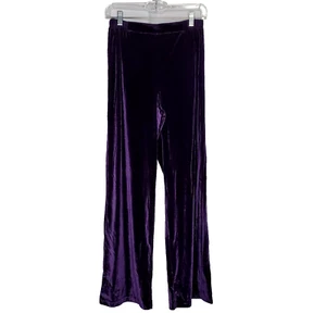 Coldwater Creek Velour Pants M Plum Purple Elastic Waist - Picture 1 of 6