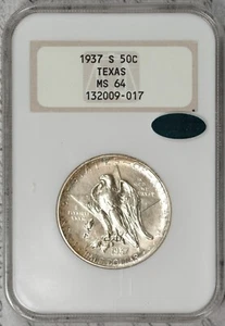 1937-S Texas Commemorative Half Dollar NGC MS64 CAC 3.0 Fatty! #EFR5 - Picture 1 of 4