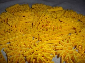 100 K'nex YELLOW 5 Position Connectors ~ STANDARD PARTS LOT KNEX