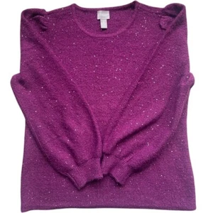 Chico's Sweater Size 2 Women's Med 12 Purple Sequin Princess Fairycore Coquette - Picture 1 of 10