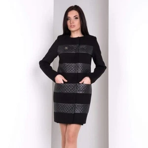 DESIGNER FASHION LEATHER WOOL WOMEN COAT - Picture 1 of 6