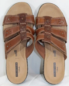 Sandalias Clarks para mujer 6 suaves acolchadas marrones deslizables ajuste ajustable - Imagen 1 de 4